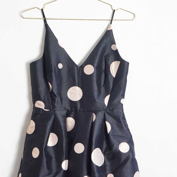 1901 Black Gold Polka Dot Fit & Flare Party Dress - Picture 3 of 6